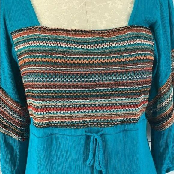 Umgee Woman's‎ Teal Blue Flutter Sleeve Tunic Dress Size Small - Picture 10 of 10